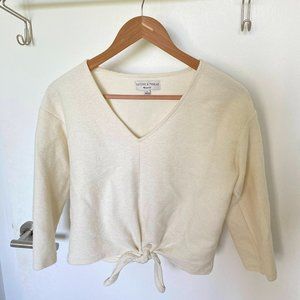 Madewell Texture & Thread Long Sleeve Tie-Front Ivory White Top